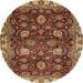 Round Machine Washable Abstract Saffron Red Rug, wshabs3225