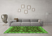 Machine Washable Abstract Green Modern Area Rugs in a Living Room,, wshabs3225grn