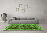 Machine Washable Abstract Green Modern Rug, wshabs3225grn