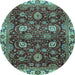 Round Abstract Light Blue Modern Rug, abs3225lblu