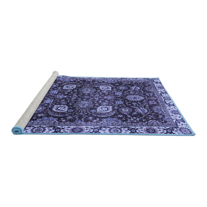 Sideview of Machine Washable Abstract Blue Modern Rug, wshabs3225blu