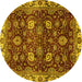 Round Abstract Yellow Modern Rug, abs3225yw