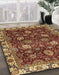 Abstract Saffron Red Modern Rug in Family Room, abs3225