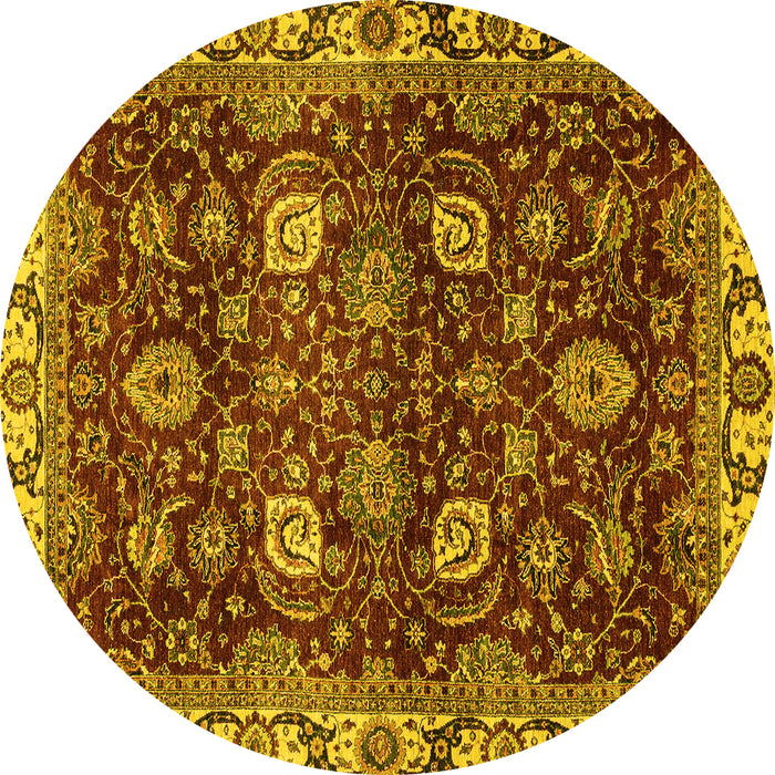 Round Machine Washable Abstract Yellow Modern Rug, wshabs3225yw