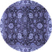 Round Machine Washable Abstract Blue Modern Rug, wshabs3225blu