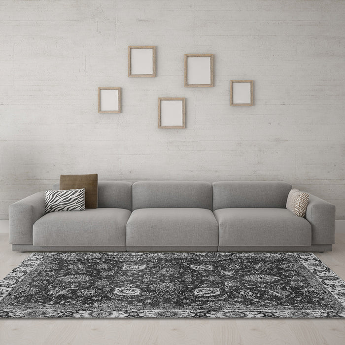 Machine Washable Abstract Gray Modern Rug in a Living Room,, wshabs3225gry