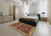 Abstract Saffron Red Modern Rug in a Bedroom, abs3225