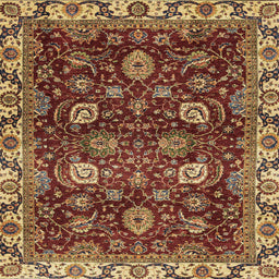 Square Abstract Saffron Red Modern Rug, abs3225