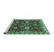 Sideview of Machine Washable Abstract Turquoise Modern Area Rugs, wshabs3225turq