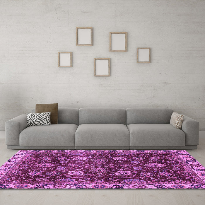 Machine Washable Abstract Purple Modern Area Rugs in a Living Room, wshabs3225pur