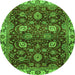 Round Machine Washable Abstract Green Modern Area Rugs, wshabs3225grn