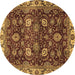 Round Machine Washable Abstract Brown Modern Rug, wshabs3225brn