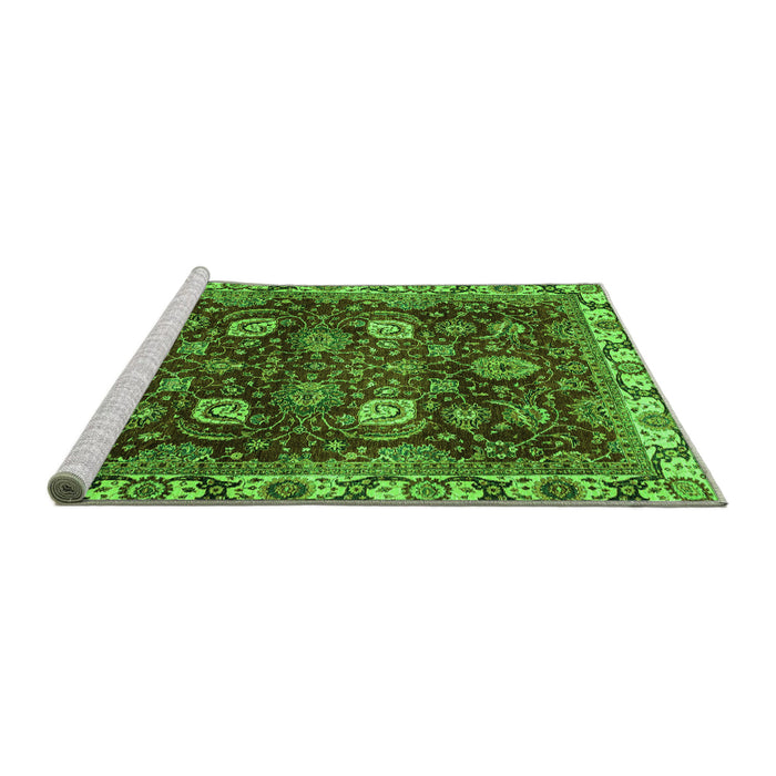 Sideview of Machine Washable Abstract Green Modern Area Rugs, wshabs3225grn