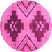 Round Abstract Pink Modern Rug, abs3226pnk