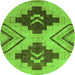 Round Abstract Green Modern Rug, abs3226grn