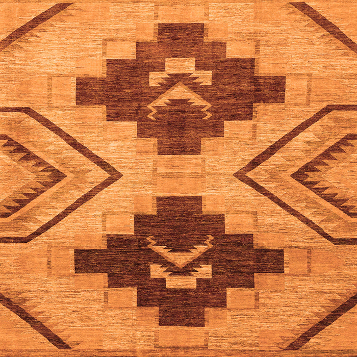 Square Machine Washable Abstract Orange Modern Area Rugs, wshabs3226org