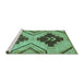 Sideview of Machine Washable Abstract Turquoise Modern Area Rugs, wshabs3226turq