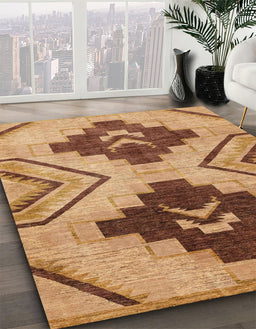 Abstract Red Modern Rug in Family Room, abs3226