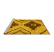 Sideview of Machine Washable Abstract Yellow Modern Rug, wshabs3226yw