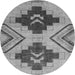 Round Machine Washable Abstract Gray Modern Rug, wshabs3226gry