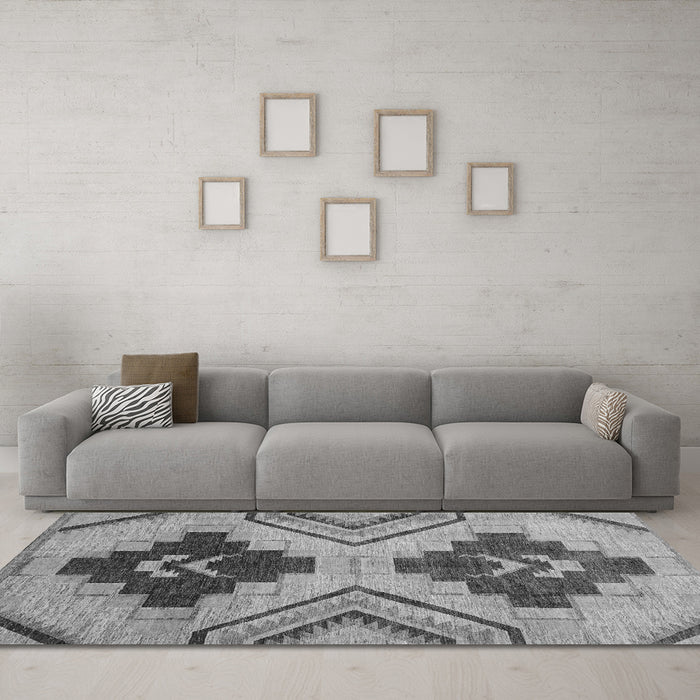 Machine Washable Abstract Gray Modern Rug in a Living Room,, wshabs3226gry