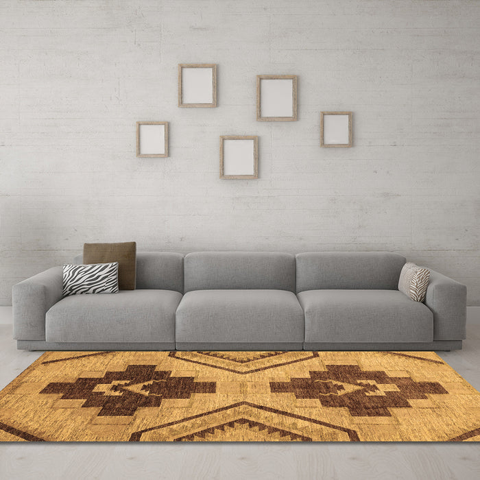 Machine Washable Abstract Brown Modern Rug in a Living Room,, wshabs3226brn
