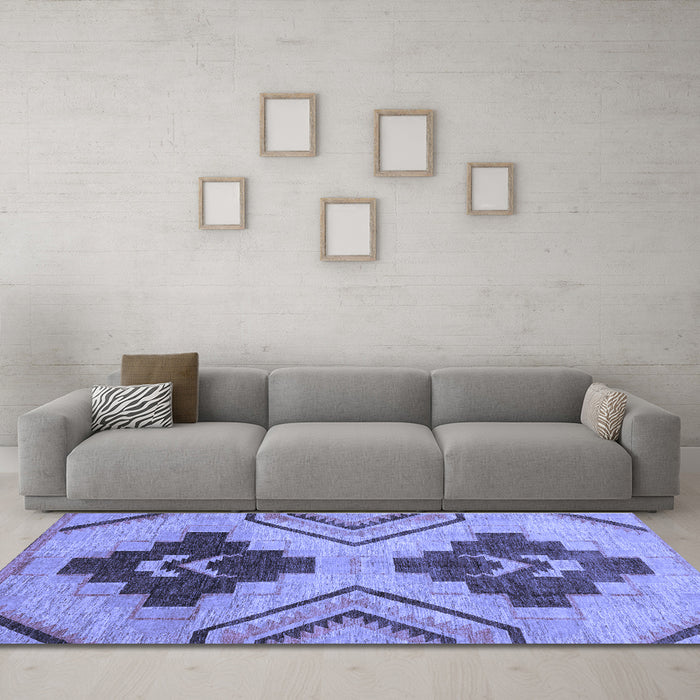 Machine Washable Abstract Blue Modern Rug in a Living Room, wshabs3226blu