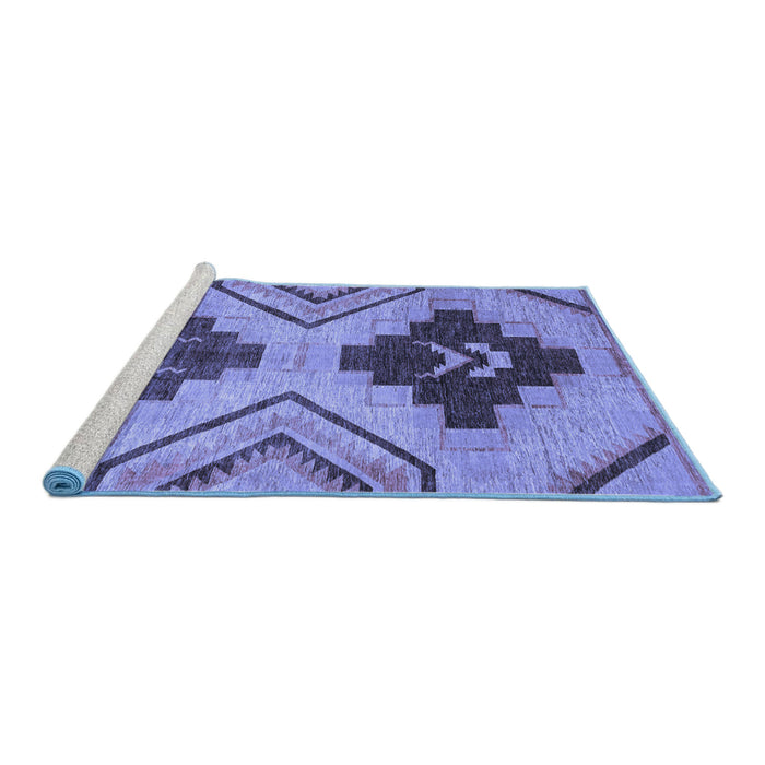 Sideview of Machine Washable Abstract Blue Modern Rug, wshabs3226blu