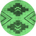 Round Abstract Emerald Green Modern Rug, abs3226emgrn