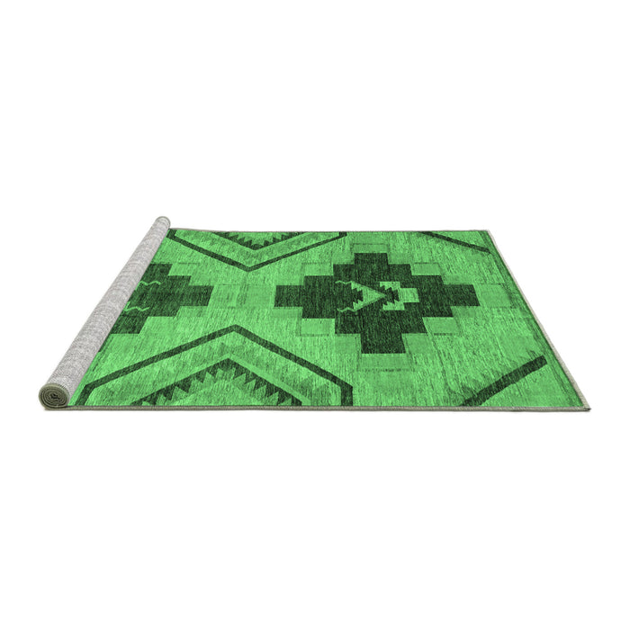 Sideview of Machine Washable Abstract Emerald Green Modern Area Rugs, wshabs3226emgrn