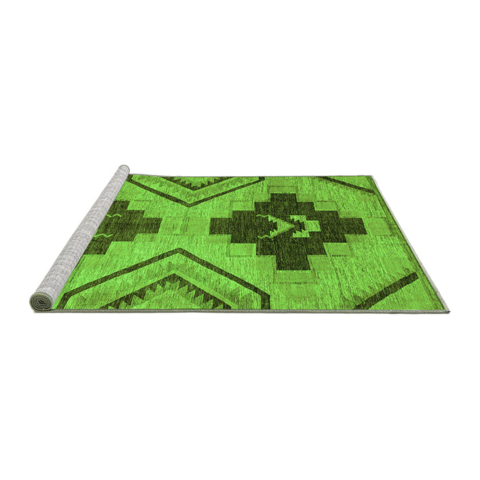 Sideview of Machine Washable Abstract Green Modern Area Rugs, wshabs3226grn