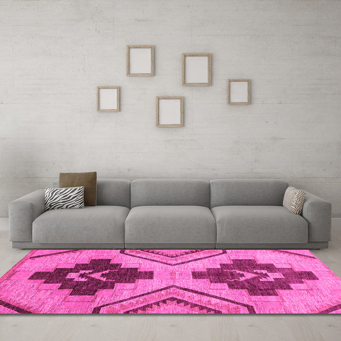 Machine Washable Abstract Pink Modern Rug in a Living Room, wshabs3226pnk