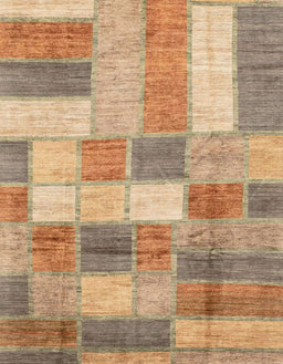 Abstract Chocolate Brown Patchwork Rug, abs3227