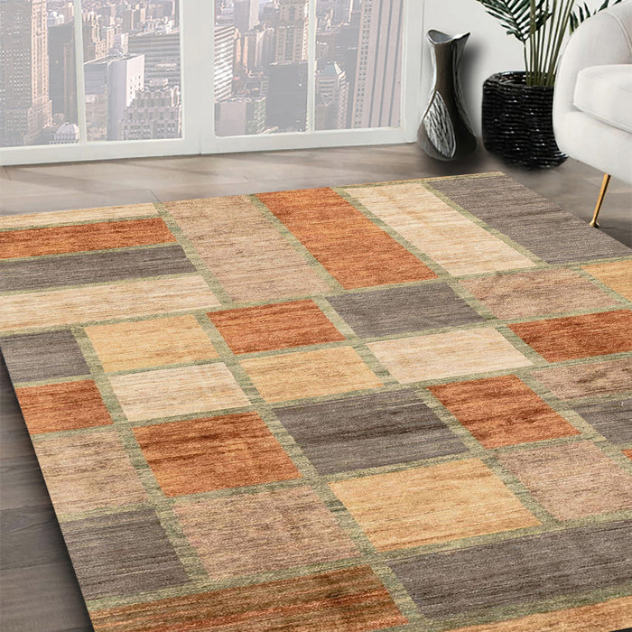 Machine Washable Abstract Chocolate Brown Rug in a Family Room, wshabs3227