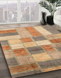 Abstract Chocolate Brown Patchwork Rug, abs3227