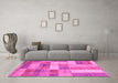 Machine Washable Patchwork Pink Transitional Rug in a Living Room, wshabs3227pnk