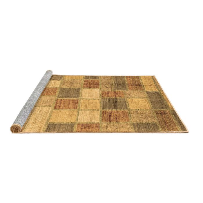 Sideview of Machine Washable Patchwork Brown Transitional Rug, wshabs3227brn