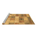 Sideview of Machine Washable Patchwork Brown Transitional Rug, wshabs3227brn