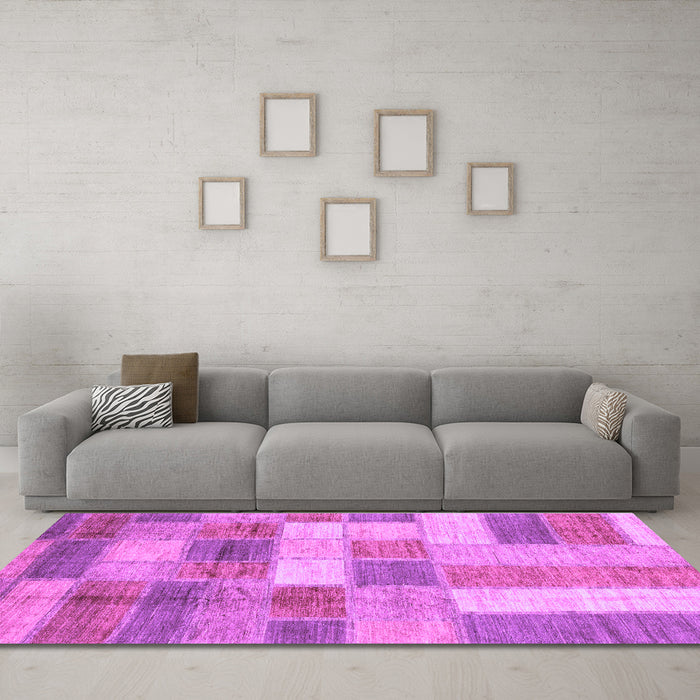 Machine Washable Patchwork Purple Transitional Area Rugs in a Living Room, wshabs3227pur