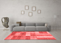 Machine Washable Patchwork Red Transitional Rug, wshabs3227red