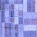 Square Machine Washable Patchwork Blue Transitional Rug, wshabs3227blu