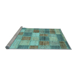 Sideview of Machine Washable Patchwork Light Blue Transitional Rug, wshabs3227lblu