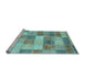 Sideview of Machine Washable Patchwork Light Blue Transitional Rug, wshabs3227lblu