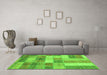 Machine Washable Patchwork Green Transitional Area Rugs in a Living Room,, wshabs3227grn