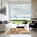 Square Abstract Chocolate Brown Patchwork Rug in a Living Room, abs3227