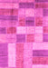 Machine Washable Patchwork Pink Transitional Rug, wshabs3227pnk