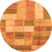 Round Machine Washable Patchwork Orange Transitional Area Rugs, wshabs3227org