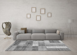 Machine Washable Patchwork Gray Transitional Rug in a Living Room,, wshabs3227gry