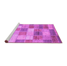 Sideview of Machine Washable Patchwork Purple Transitional Area Rugs, wshabs3227pur