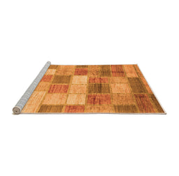 Sideview of Machine Washable Patchwork Orange Transitional Area Rugs, wshabs3227org